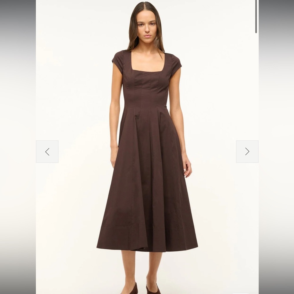 STAUD SHORT SLEEVE WELLS DRESS EARTH, 6